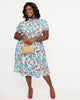 Unique Vintage 1950s Blue Floral Fit & Flare Dress - thumbnail
