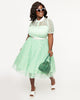 Unique Vintage 1950s Green & White Daisy Print Hollie Swing Dress - thumbnail