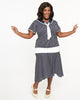 Unique Vintage 1920s Navy & White Striped Flapper Dress - thumbnail
