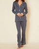 Bella Cotton Modal Long Pajama Set In Anthracite/Ivory - thumbnail