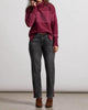 Audrey Side Slit Embroidered Ankle Jean In Stone Black - thumbnail