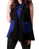 2-Tone Reversible Pocket Shawl In Black/Cobalt - thumbnail
