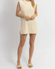 Alys Knit Shoulder Pad Mini Dress In Cream - thumbnail