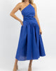 Asymmetric Ruche Midi Dress In Deep Waters - thumbnail
