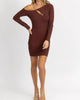 Asymmetrical Chain Trim Mini Dress In Brownie - thumbnail