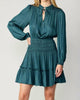 Balloon Sleeve Mini Dress In Dark Teal - thumbnail