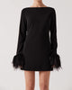 Arleth Feather Sleeve Mini Dress In Black - thumbnail