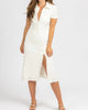 Asymmetrical Button Midi Dress In Ivory - thumbnail