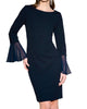 Bell Sleeve Sheath Dress In Midnight Blue - thumbnail