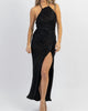 Biltmore Satin Shirring Dress In Black - thumbnail