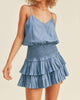 Cami & Smocked Skirt Set In Denim - thumbnail