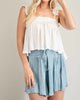 Cottonwood Falls Satin Flouncy Short In Turquoise Ice - thumbnail