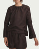 Blanche Silk Dupion Shorts In Coffee - thumbnail