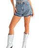 Buckled Up Denim Shorts In Blue - thumbnail