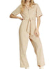 Corduroy Belted Jumpsuit In Ecru - thumbnail