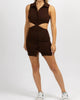 Collared Cutout Mini Dress In Chocolate - thumbnail