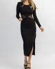 Clean Lines Mesh Backless Midi Dress In Black - thumbnail