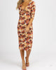 Ecru Front Twist Midi Dress In Brown - thumbnail