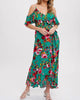 Cold Shoulder Ruffled Wrap Dress In Kelly Green - thumbnail