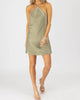 Chain Strap Open Back Mini Dress In Olive - thumbnail