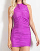 Center Ruched Party Dress In Purple - thumbnail