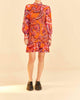 Chevron Mock Neck Pullover Mini Dress In Forest Orange - thumbnail