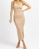Contrast Ribbed Midi Dress In Taupe + Black - thumbnail