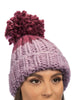 Colorblock Hand Knit Beanie In Pink/Purple - thumbnail