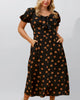 Elena Midi Dress Polka Dot Front Tie Black - thumbnail