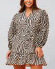 Sylvana Dress Long Puffy Sleeve Geo Print - thumbnail