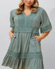 Paloma Short Dress Embroidered Details Solid - thumbnail