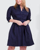 Tessa Shirt Dress Twist Waist Tie Pockets Cotton Navy - thumbnail