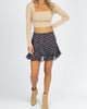 Floral Fit Flare Mini Skirt In Navy - thumbnail