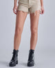 Finn Step Hem High Rise Frayed Short In Khaki - thumbnail