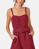 Falling For Tweed Romper In Wine - thumbnail
