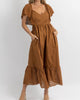 Eyelet And Ruffle Pocket Maxi Dress In Cocoa - thumbnail