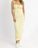 Emmy Floral Midi Dress In Yellow - thumbnail
