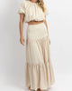 European Summer Puff Sleeve Maxi Set In Beige - thumbnail
