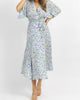 Floral Wrapped Midi Dress In Lavender + Blue - thumbnail