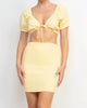 Front Tie V-Neck Crop Top & Smocked Skirt Set In Baby Yellow - thumbnail