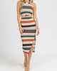 Front Knot Midi Dress In Rust + Hunter Green - thumbnail