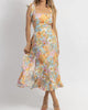 Groove On Tie Strap Midi Dress In Orange Multi - thumbnail