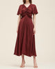 Gathered Front Maxi Dress In Vino - thumbnail