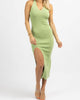 Gold Chain Crossback Midi Dress In Sage - thumbnail