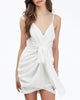 Gathered Satin Mini Dress In White - thumbnail