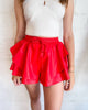 Kick It Faux Leather Skort In Red - thumbnail