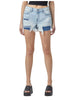 Kenzie Bandana Print Distressed Shorts In Light Wash - thumbnail
