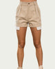 Jane Exposed-Pocket Cotton-Twill Shorts In Taupe - thumbnail