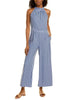 Isabelle Gingham Jumpsuit In Navy - thumbnail