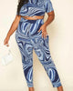 Marble Print Cut Out Jumpsuit In Patterned - thumbnail